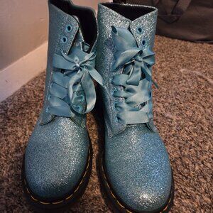 Dr. Martens 1460 Pascal Turquoise Fine Glitter Combat Boots